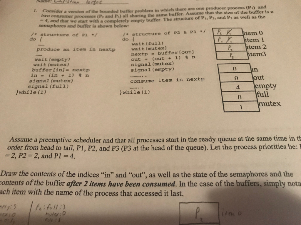 Solved Version Of The Bounded Buffer Problem In Which There | Chegg.com