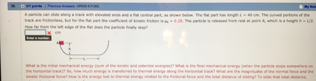 Solved A Particle Can Slide Along A Track With Elevated Ends Chegg