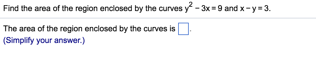 Solved Find the area of the region enclosed by the curves | Chegg.com