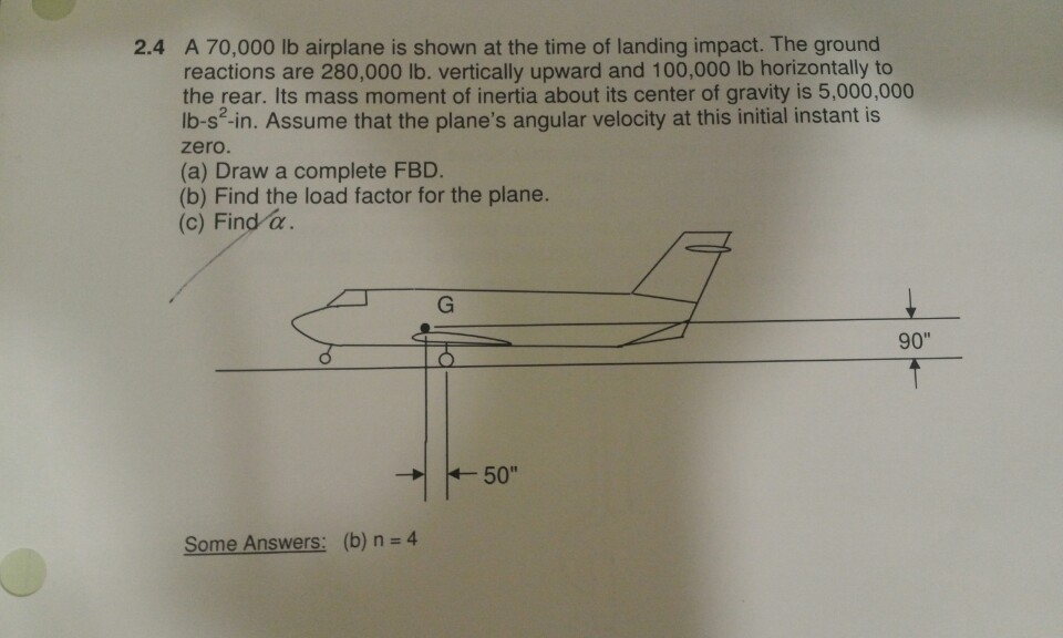 Solved A 70,000 Lb Airplane Is Shown At The Time Of Landing | Chegg.com