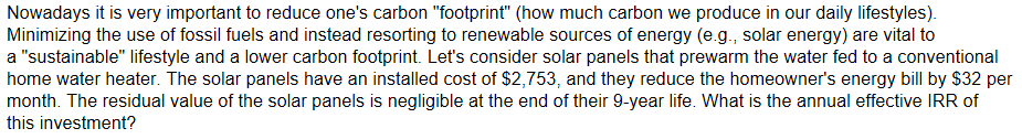 Solved Nowadays It Is Very Important To Reduce One s Carbon Chegg