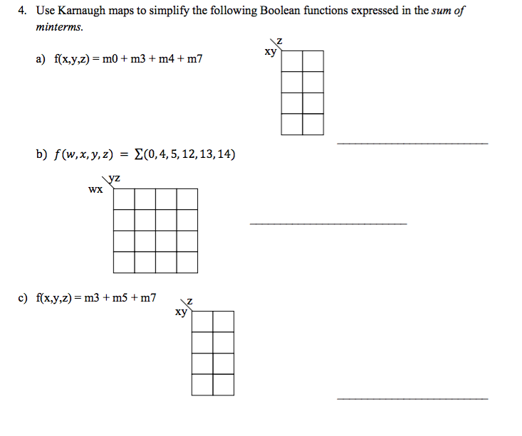 Solved 4. Use Karnaugh Maps To Simplify The Following | Chegg.com