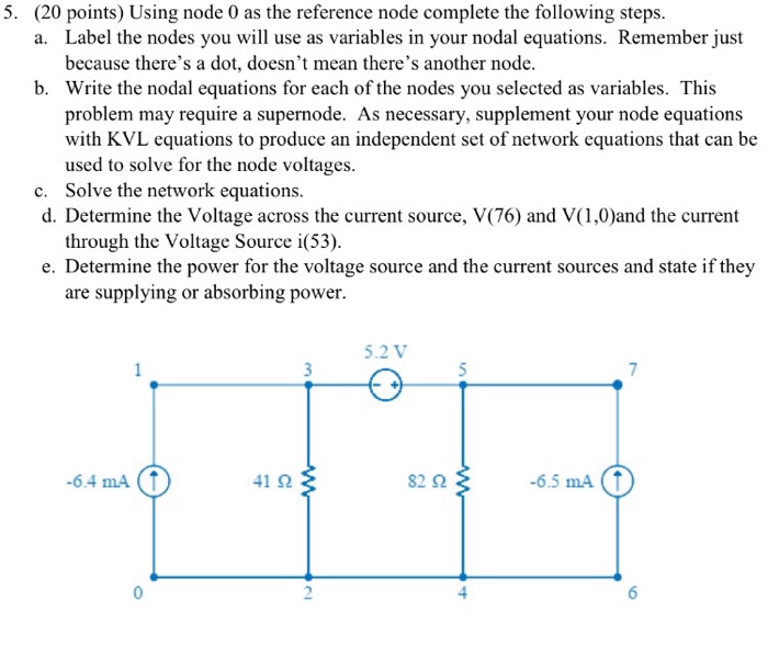 Solved Using node 0 as the reference node complete the | Chegg.com