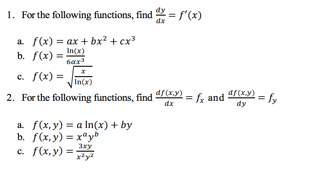 solved-for-the-following-functions-find-dy-dx-f-x-for-chegg