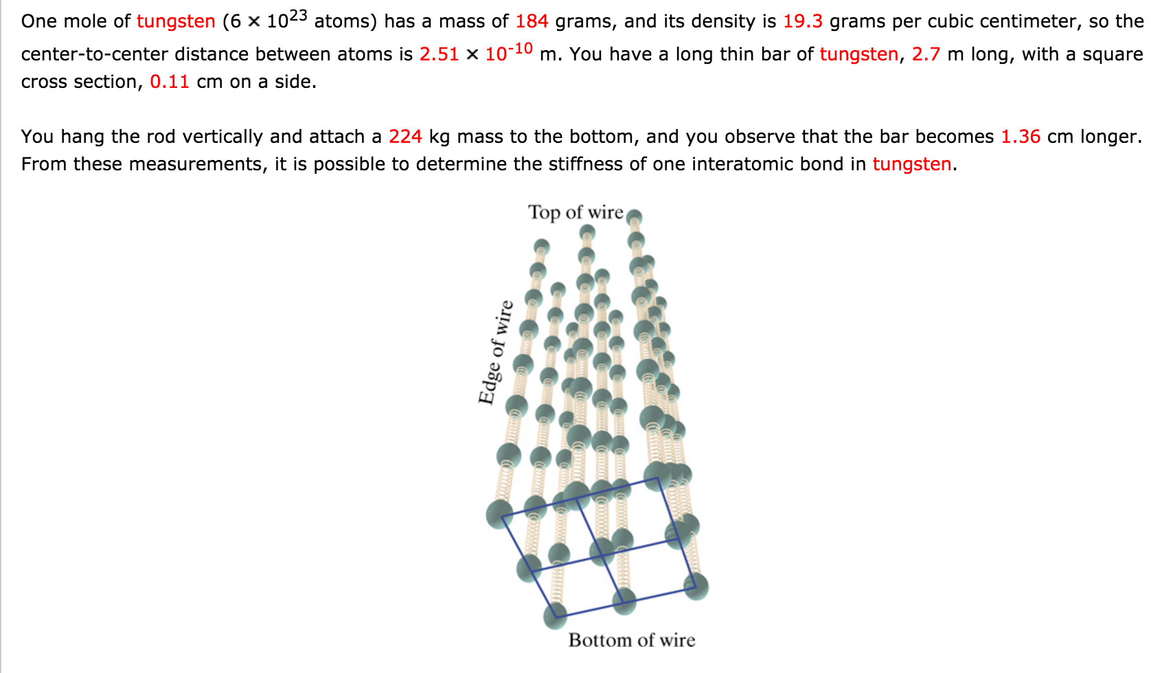 Solved One mole of tungsten (6 1023 atoms) has a mass of 184