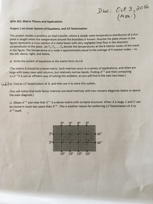 Solved Linear equation questionUse Matlab for b) and c) and | Chegg.com