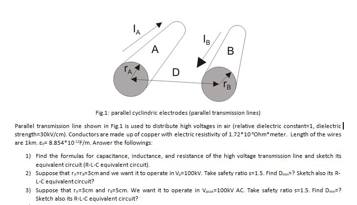 Solved Fig.1: parallel cyclindric electrodes (parallel | Chegg.com