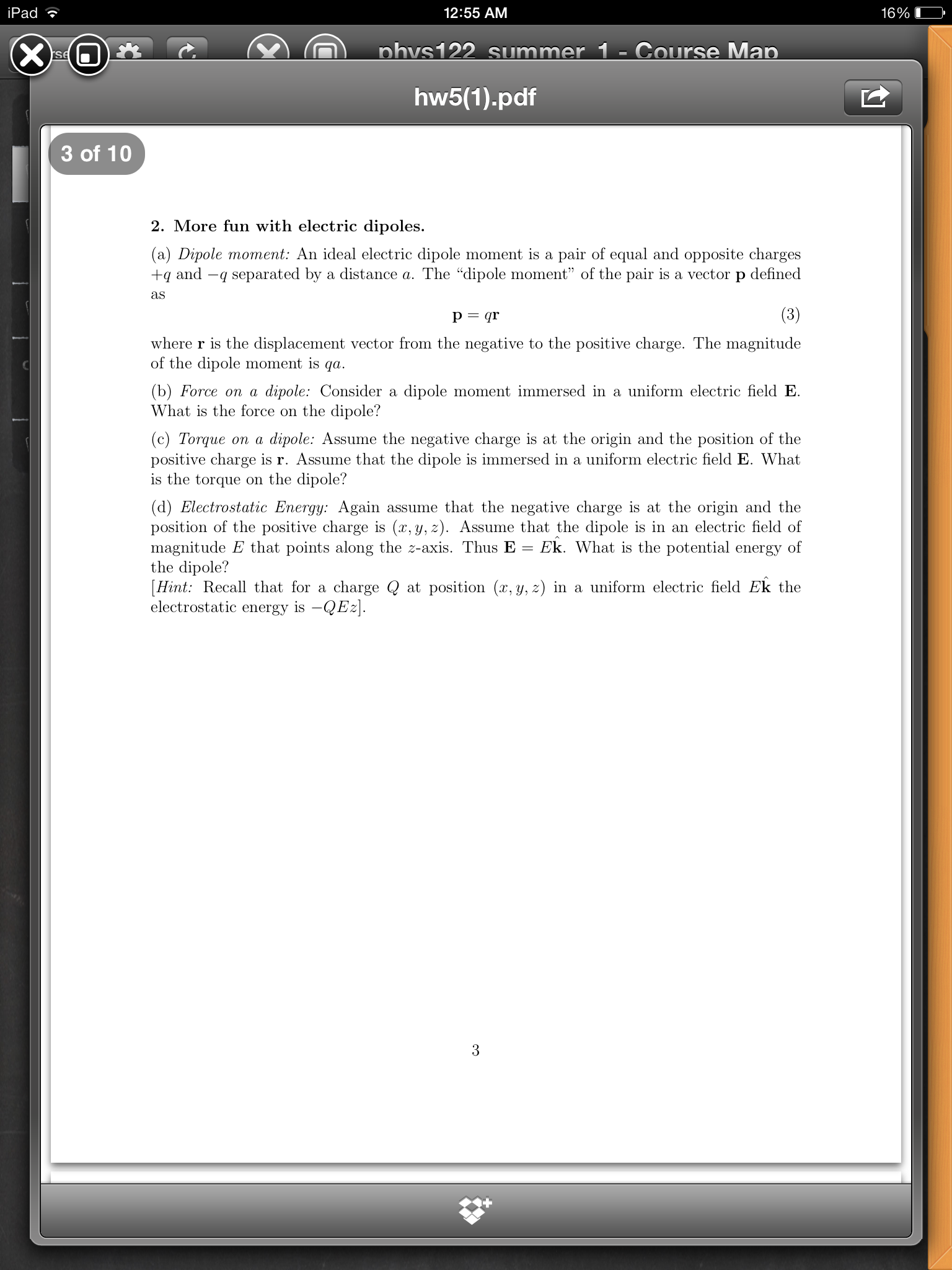 solved-dipole-moment-an-ideal-electric-dipole-moment-is-a-chegg