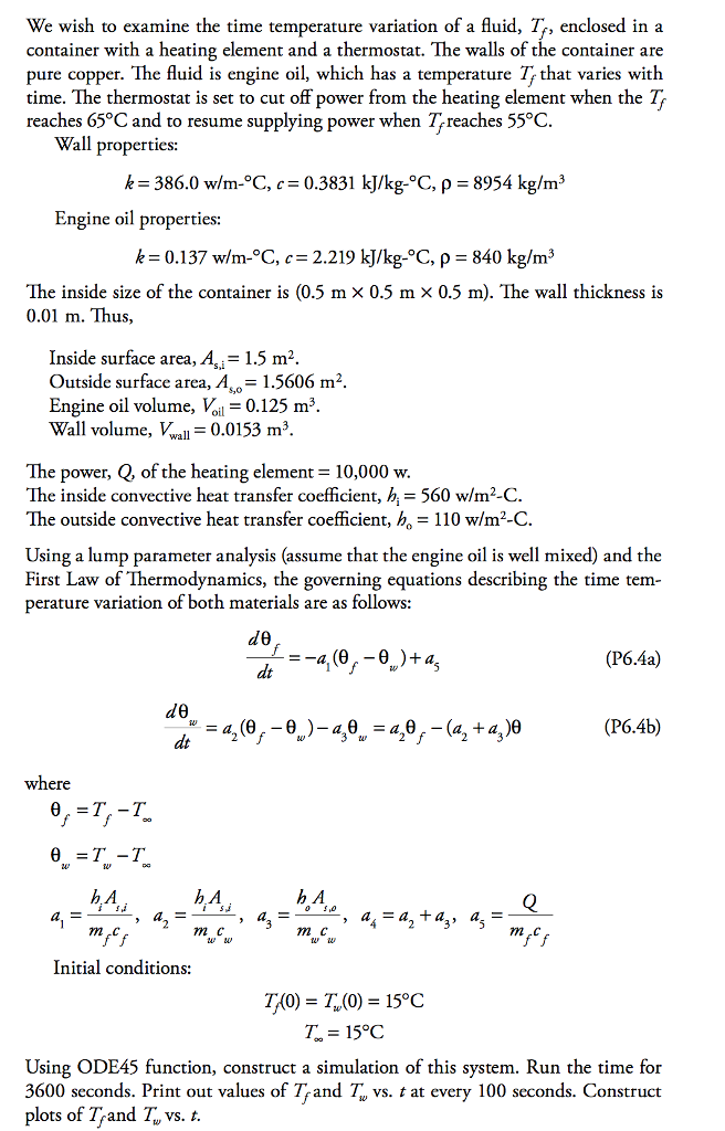 Solved We wish to examine the time temperature variation of | Chegg.com