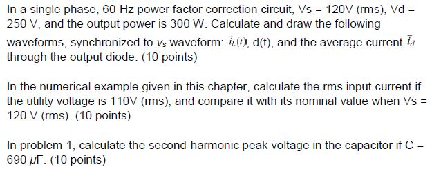 Solved In a single phase, 60-Hz power factor correction | Chegg.com