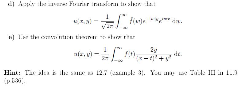 d) Apply the inverse Fourier transform to show that | Chegg.com