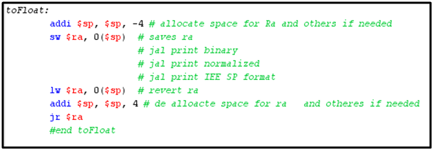 Solved Write a MIPS procedure toFloat to put a | Chegg.com