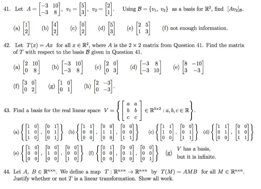 Solved 3 10 41. Let A=1-3 Using B = {ul, V2} As A Basis For | Chegg.com