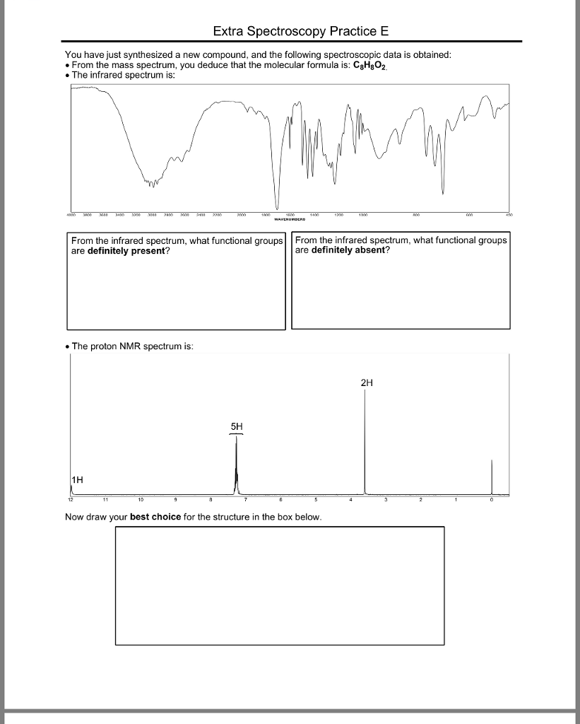 Solved Extra Spectroscopy Practice E You have just