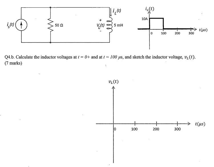 Solved Calculate the inductor voltages at t = 0+ and at t =