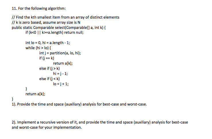 Algorithm To Find Kth Smallest Element In An Array