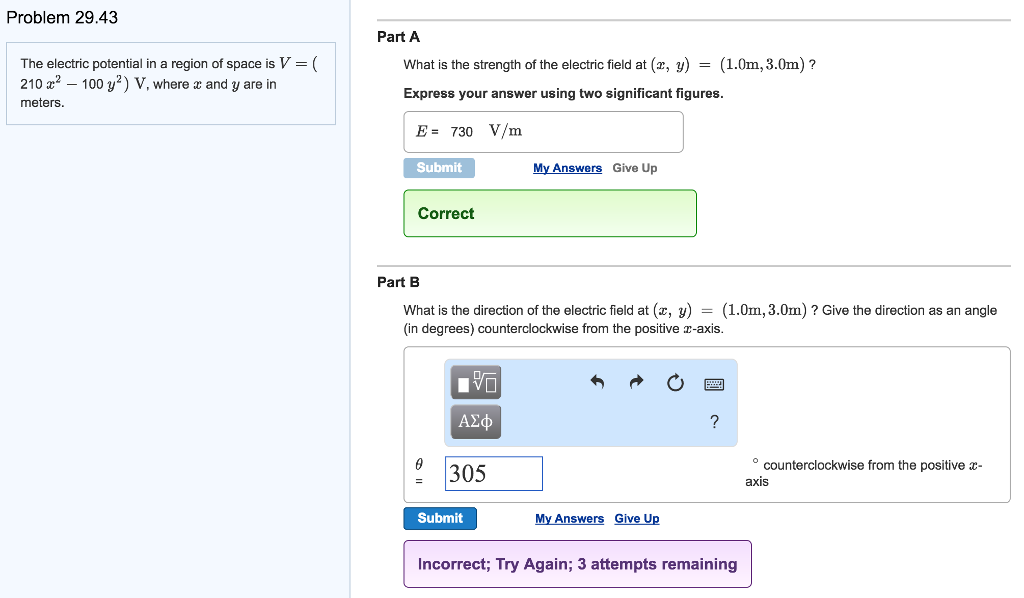 Solved The electric potential in a region of space is V = | Chegg.com