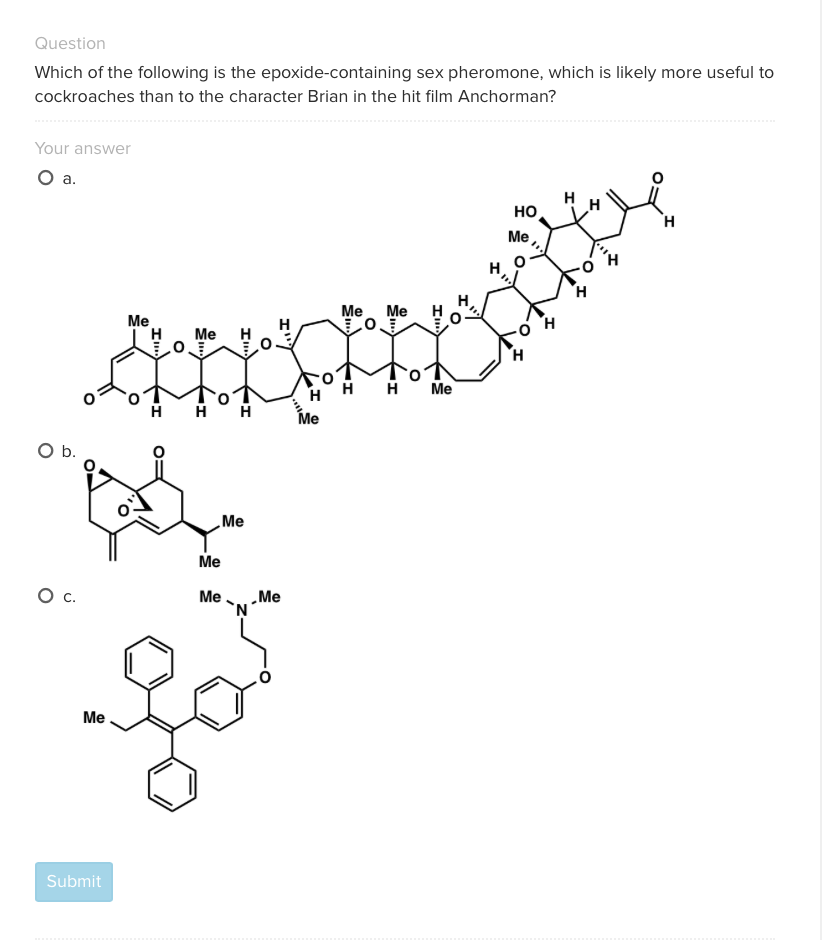 Solved Which Of The Following Is The Epoxide Containing Sex