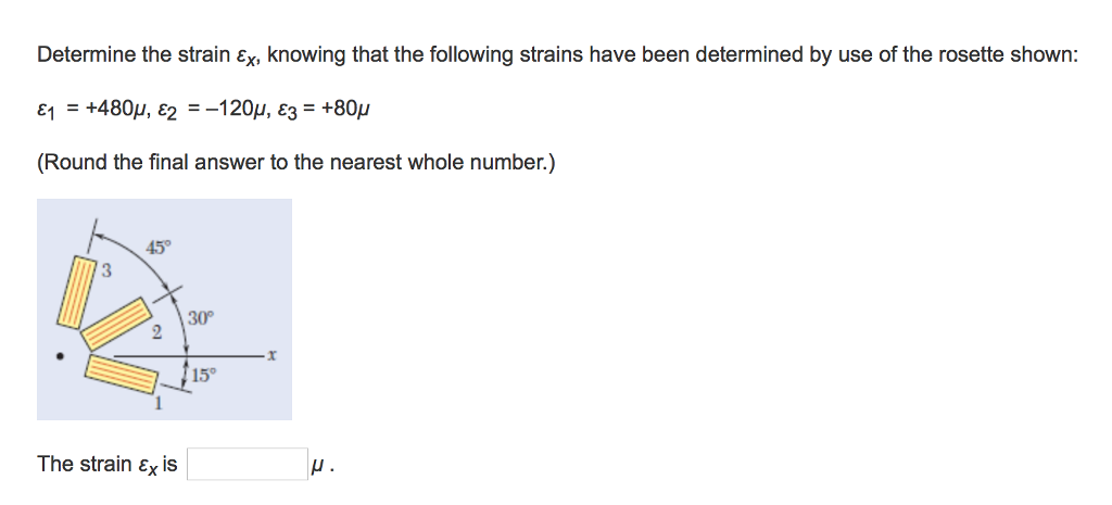 Solved Determine the strain Ex, knowing that the following | Chegg.com