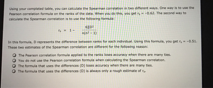 Solved 8 The Spearman Correlation Aa Aa The Rapid Growth Chegg