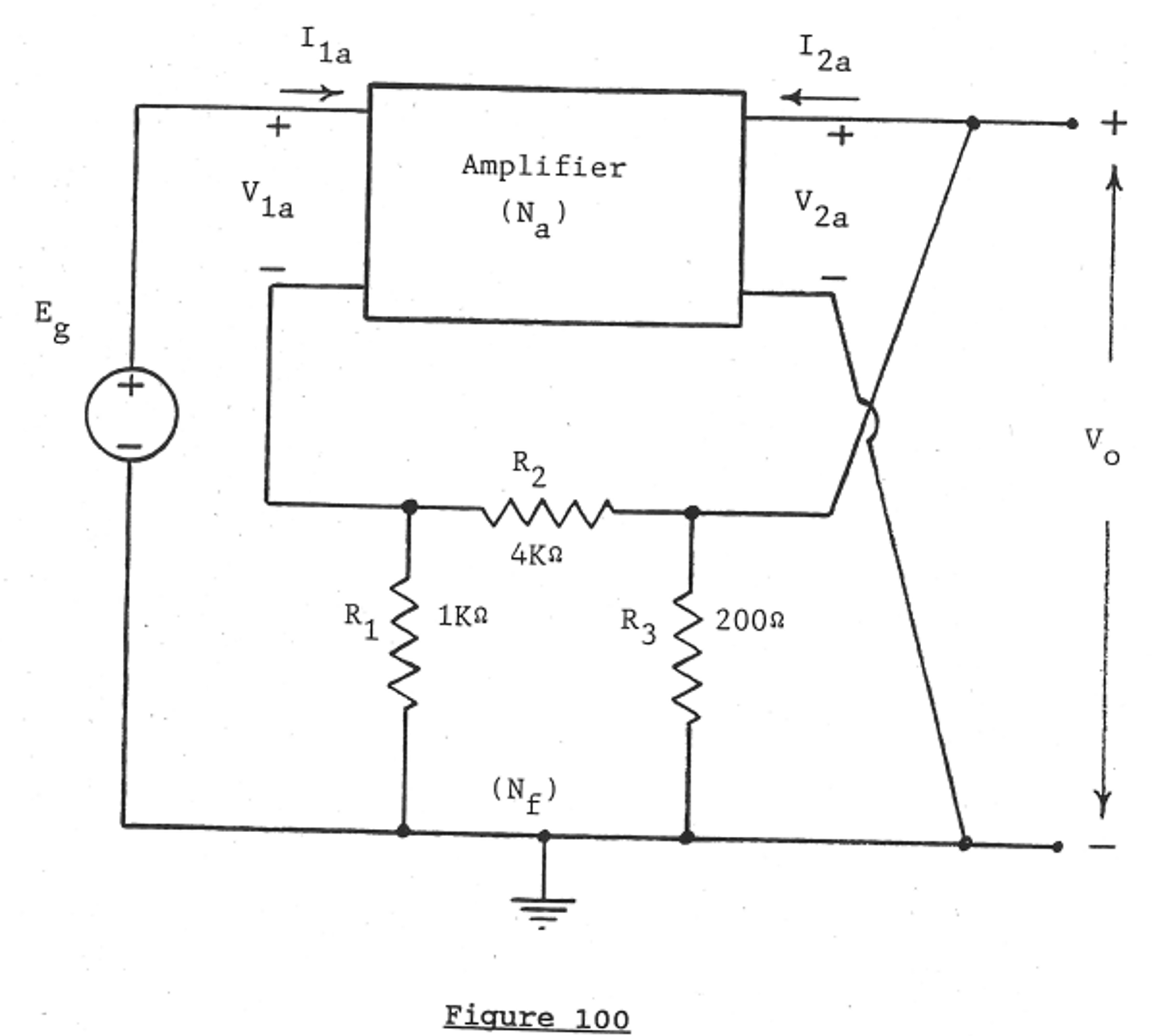 The amplifier N_a is connected to a resistive