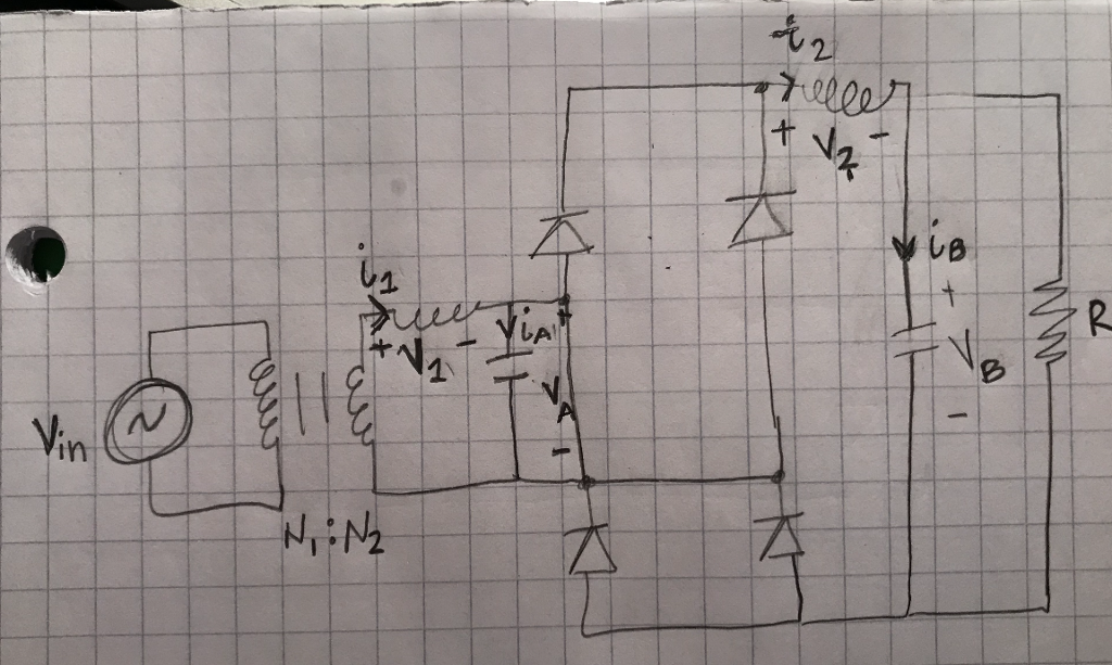 Solve for all four state variables: V1, V2, VA, and | Chegg.com