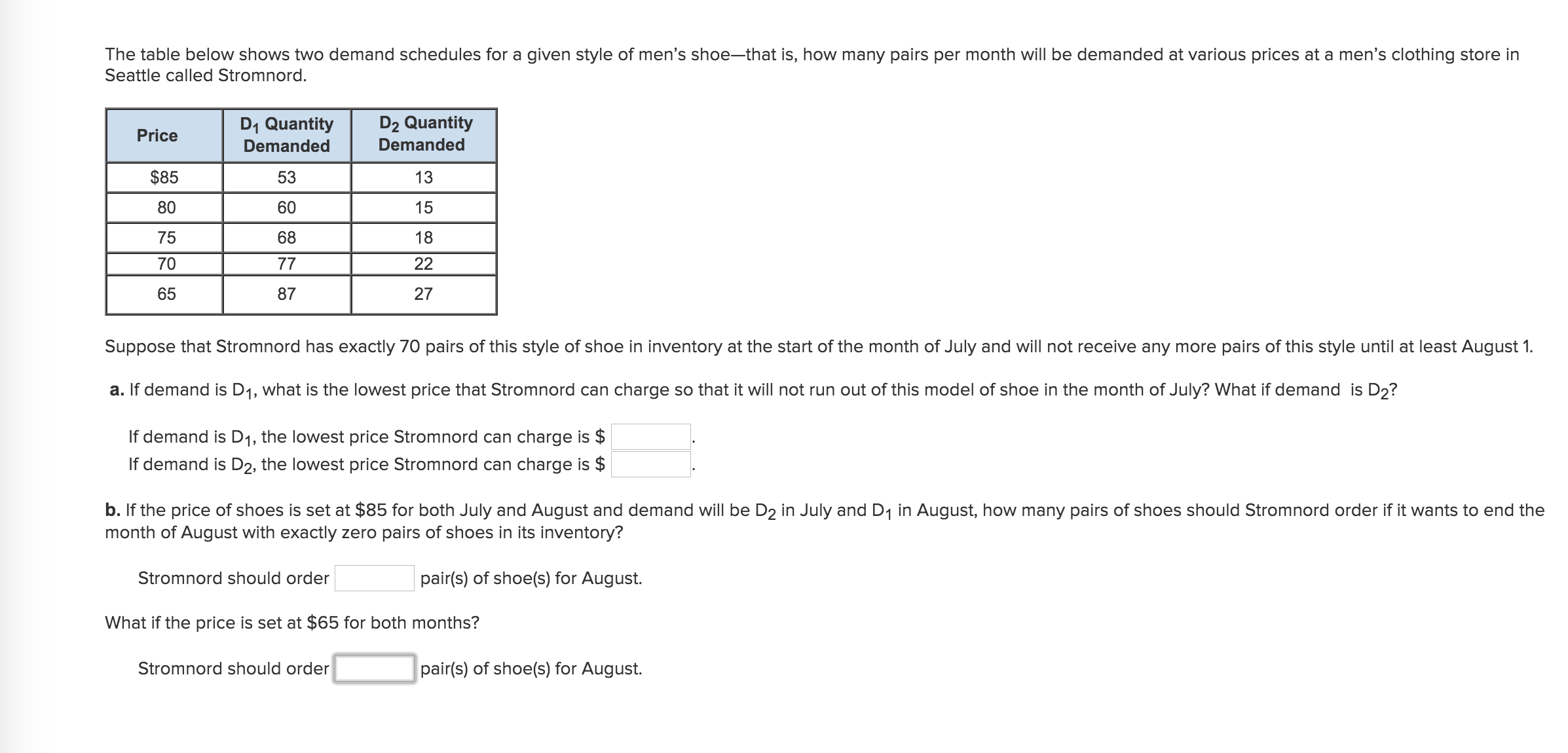 Solved The Table Below Shows Two Demand Schedules For A Chegg