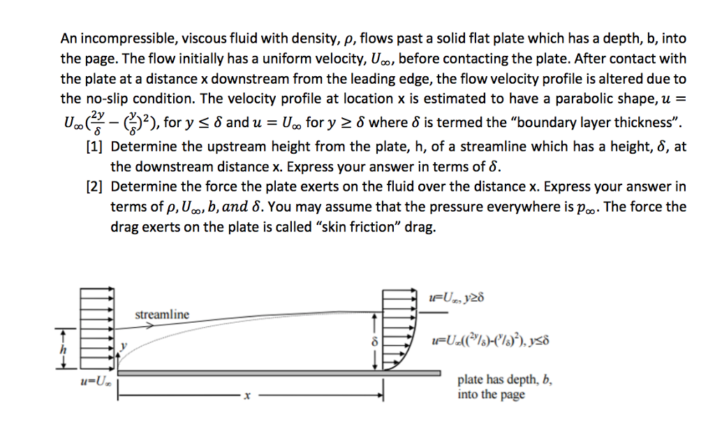 Solved An incompressible, viscous fluid with density, rho, | Chegg.com