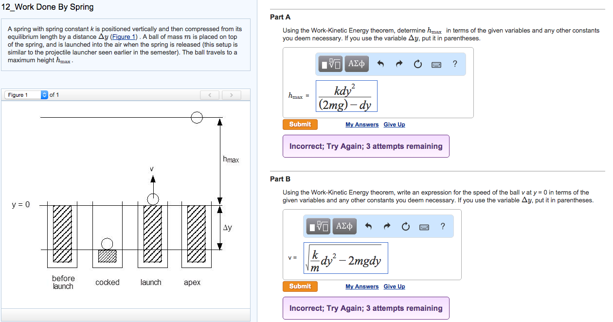 Solved A spring with spring constant k is positioned