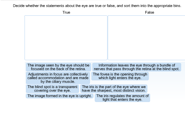 Solved Decide whether the statements about the eye are true | Chegg.com