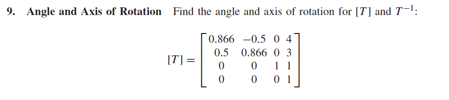 Solved 9. Angle and Axis of Rotation Find the angle and axis | Chegg.com