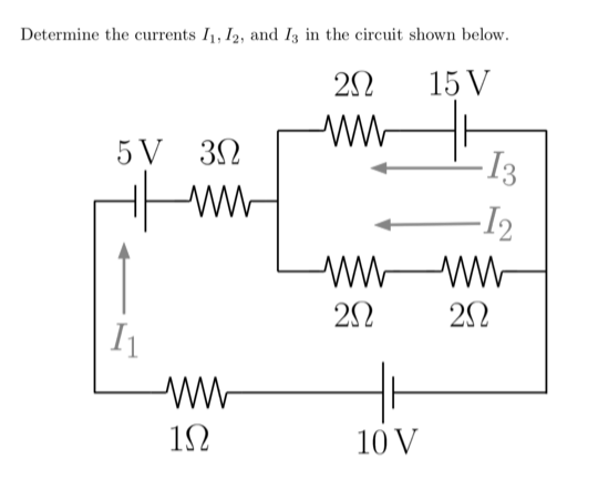 Solved Determine the currents of I1, I2, and I3 in the | Chegg.com