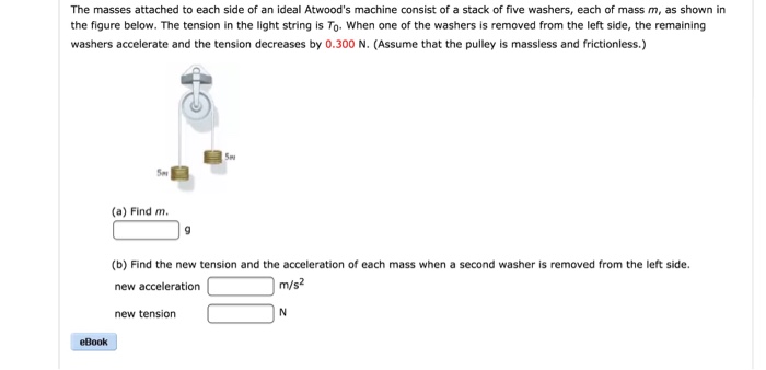 Solved The Masses Attached To Each Side Of An Ideal Atwood s Chegg