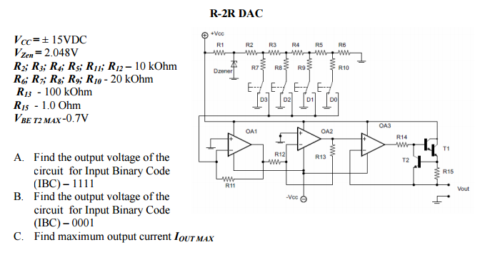 Solved R-2R DAC - Resistor Ladder Op Amp A. Find the output | Chegg.com