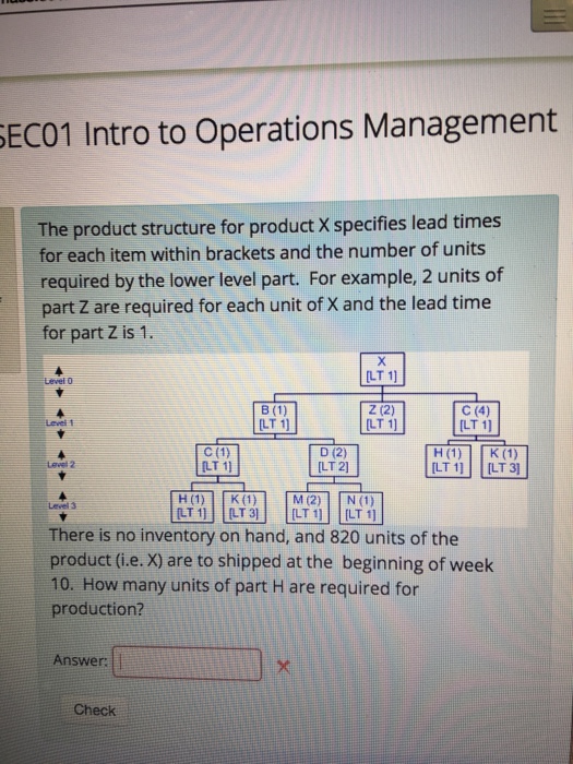 Solved The product structure for product X specifies lead