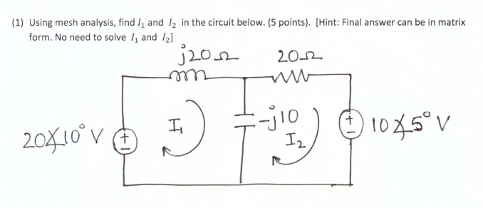 Solved Using mesh analysis, find I_1 and I_2 in the circuit | Chegg.com