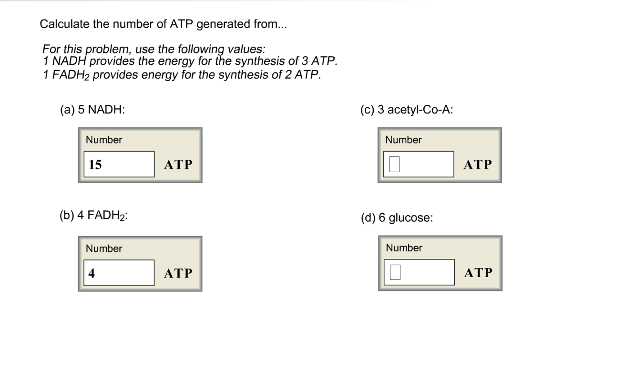 Solved Calculate The Number Of ATP Generated From... For | Chegg.com