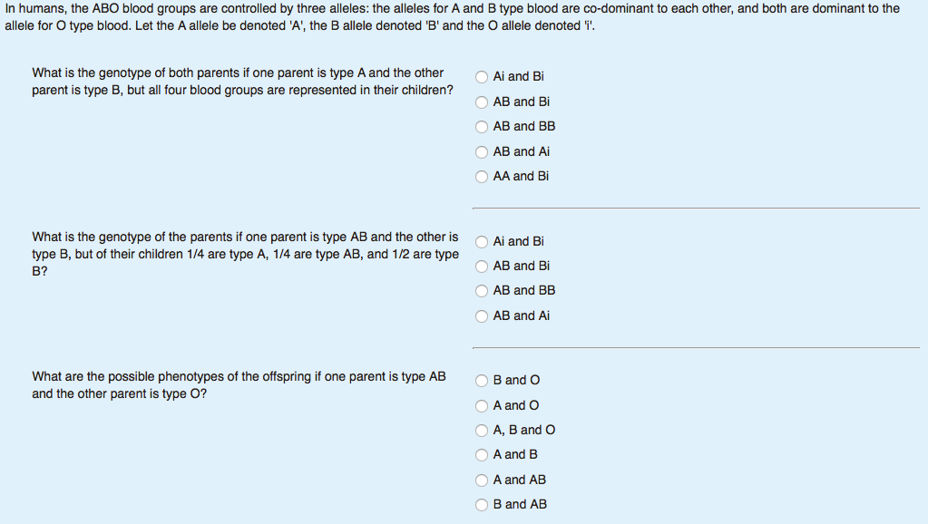 Solved In Humans The ABO Blood Groups Are Controlled By Chegg