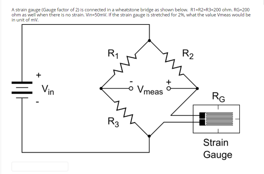 Solved A strain gauge (Gauge factor of 2) is connected in a