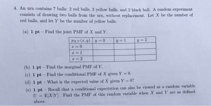 An urn contains 7 balls: 2 red balls, 3 yellow balls, | Chegg.com