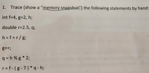 Solved 1. Trace (show a 