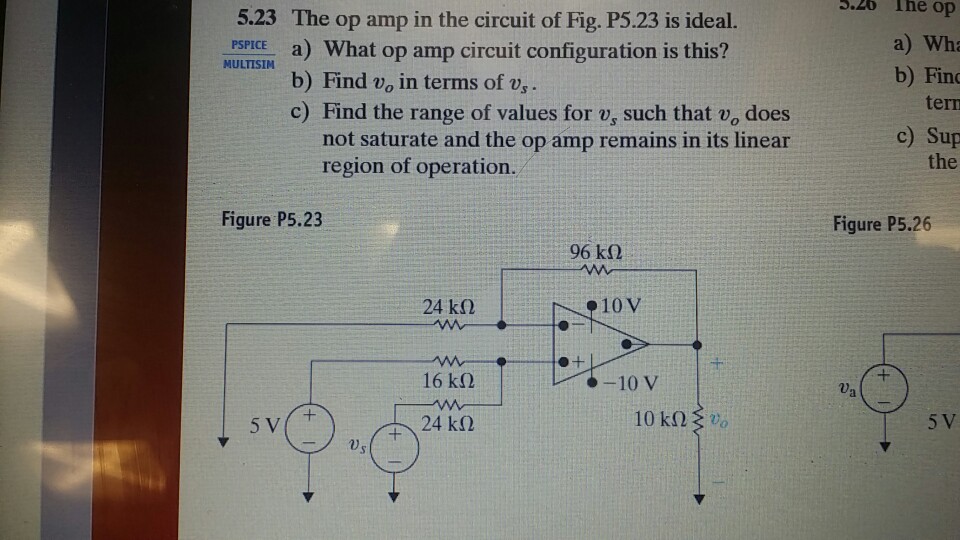 Solved The op amp in the circuit of Fig. P5.23 is ideal. | Chegg.com