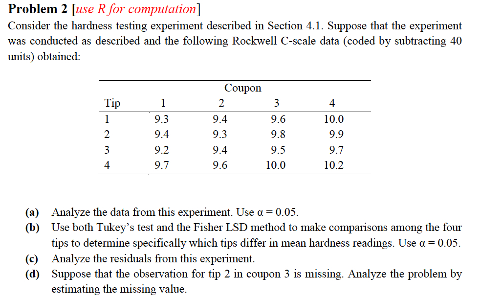 Solved Consider the hardness testing experiment described in