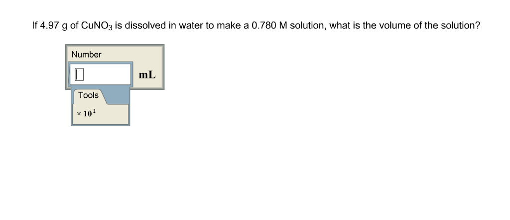 Solved If 4.97 g of CuNO3 is dissolved in water to make a | Chegg.com