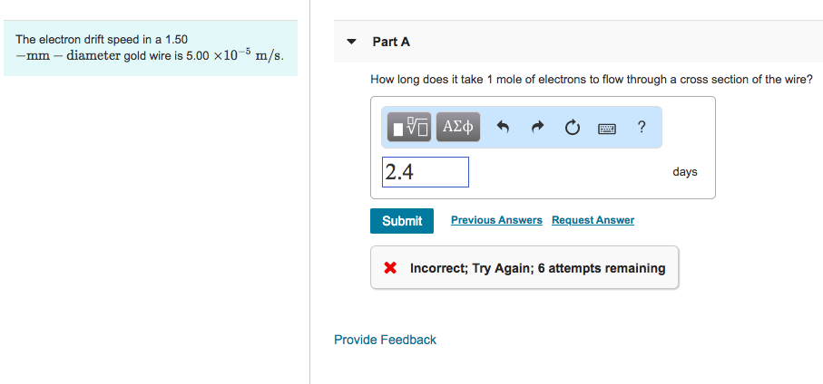 Solved: The Electron Drift Speed In A 1.50 Part A Mm-diame... | Chegg.com