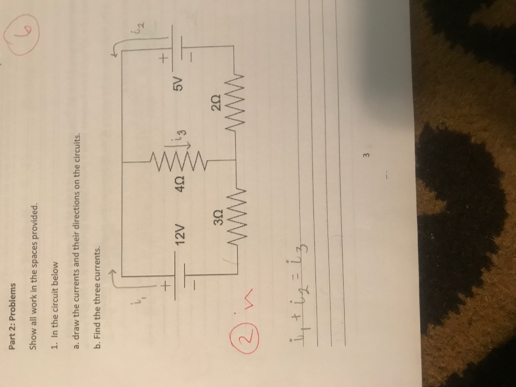 Solved In the circuit below, a) draw the currents and | Chegg.com