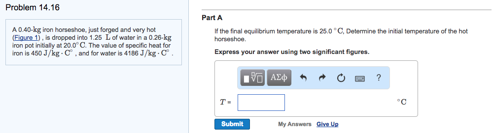 Solved A 0.40-kg iron horseshoe, just forged and very hot | Chegg.com