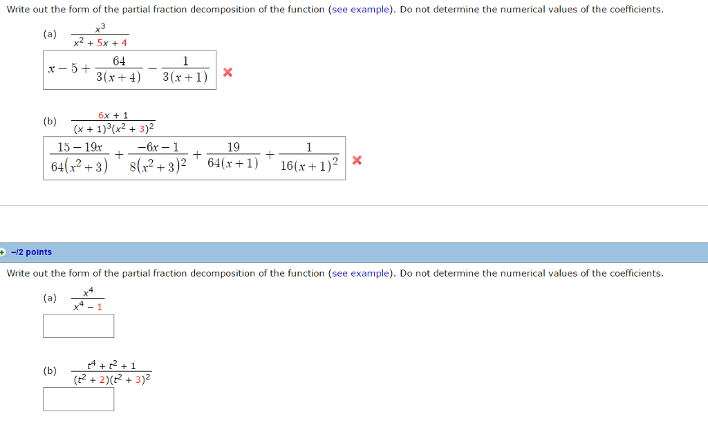 Solved Write Out The Form Of The Partial Fraction | Chegg.com