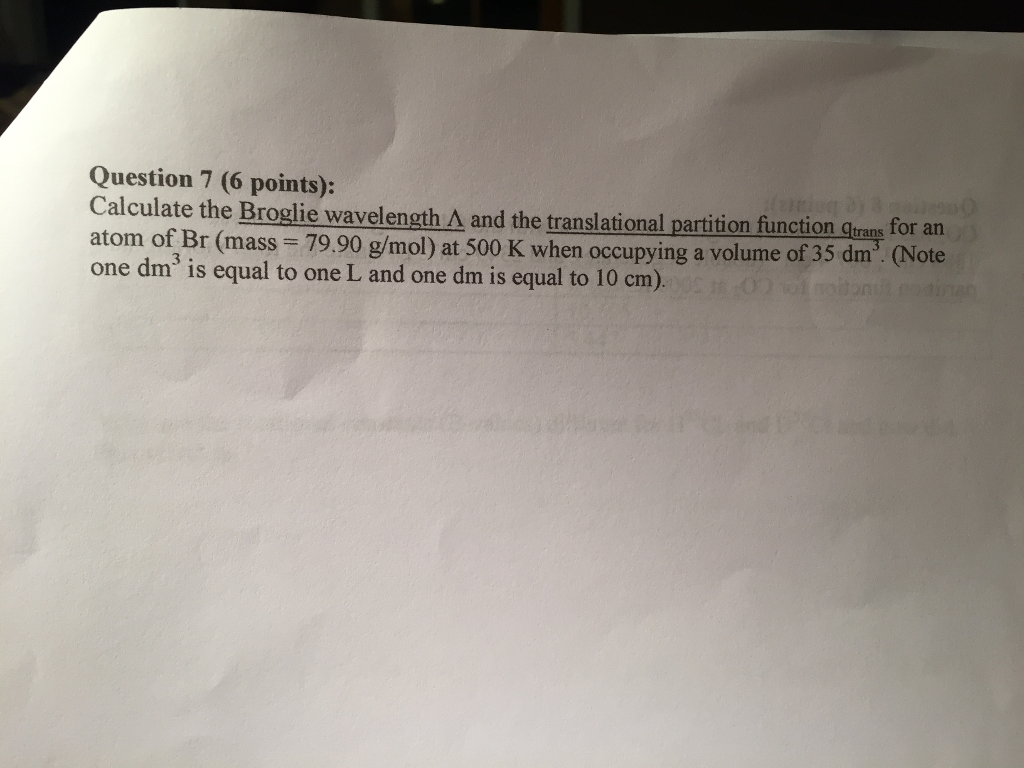 Solved calculate the broglie wavelength gamma and the chegg
