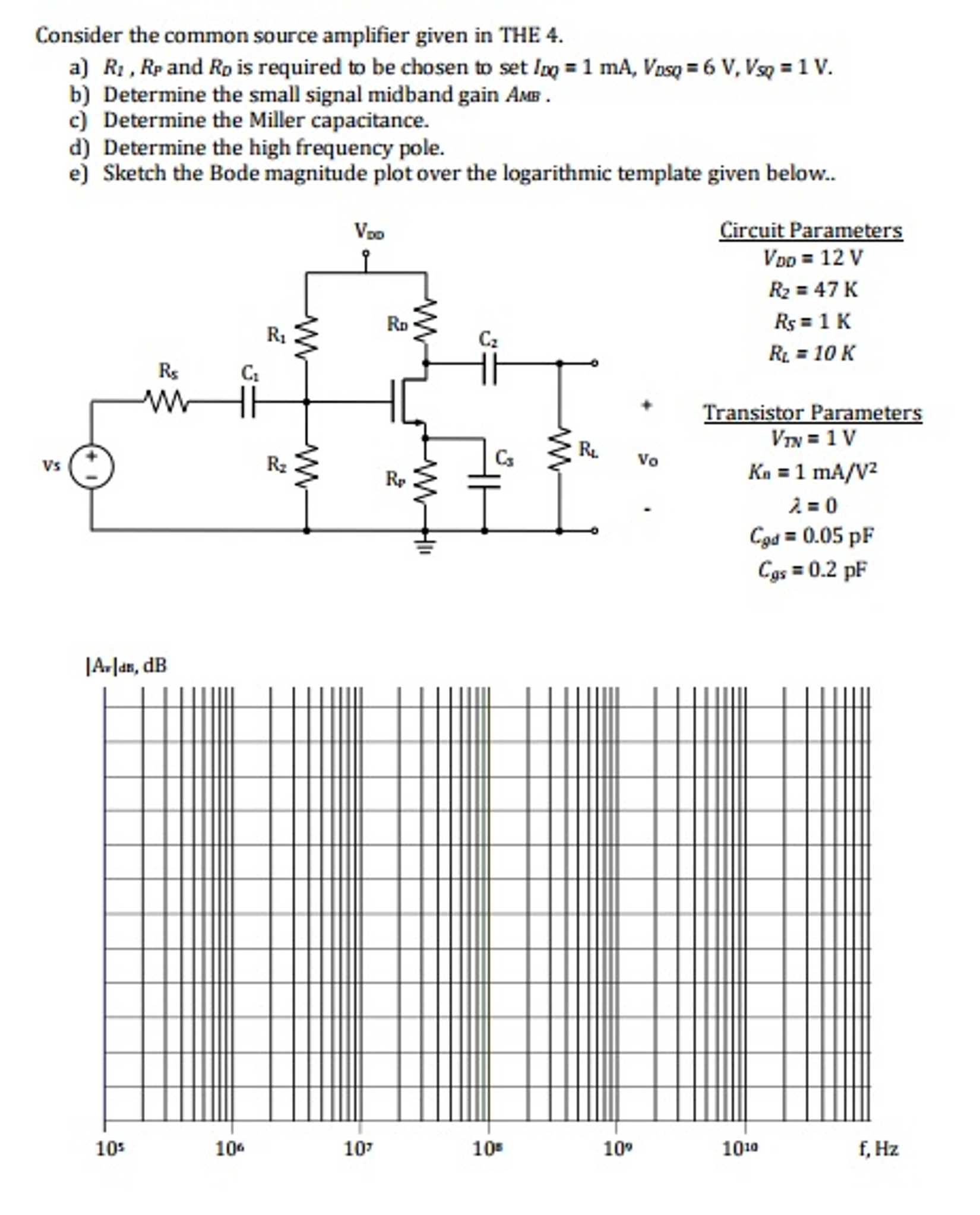 Solved Consider The Common Source Amplifier Given In THE 4. | Chegg.com